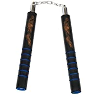 Nunchakus de gomaespuma para entrenar con cadena y mangos negros y azules
